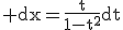 3$\rm dx=\frac{t}{1-t^{2}}dt