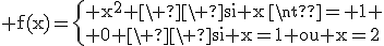3$\rm f(x)=\{ x^2 \ \ si x\neq 1 \\ 0 \ \ si x=1 ou x=2