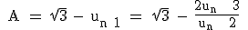 3$\textrm\ A = sqrt{3} - u_{n+1} = \sqrt{3} - \frac{2u_n + 3}{u_n + 2} 