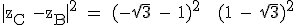 3$\textrm |z_C -z_B|^2 = (-\sqrt 3 - 1)^2 + (1 - \sqrt 3)^2