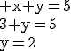 3$\textrm x+y=5\\3+y=5\\y=2