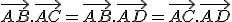 3$\vec{AB}.\vec{AC} = \vec{AB}.\vec{AD} = \vec{AC}.\vec{AD}