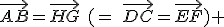 3$\vec{AB}=\vec{HG}\hspace{5}(=\hspace{5}\vec{DC}=\vec{EF}) 