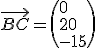 3$\vec{BC}=\(0\\20\\-15\)