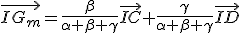 3$\vec{IG_m}=\frac{\beta}{\alpha+\beta+\gamma}\vec{IC}+\frac{\gamma}{\alpha+\beta+\gamma}\vec{ID}
