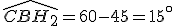 3$\widehat {CBH_2} = 60 - 45 = 15^\circ