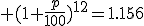 3$ (1+\fr{p}{100})^{12}=1.156