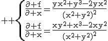 3$ \rm \{\frac{\partial f}{\partial x}=\frac{yx^2+y^3-2yx^2}{(x^2+y^2)^2}\\\frac{\partial f}{\partial x}=\frac{xy^2+x^3-2xy^2}{(x^2+y^2)^2}
