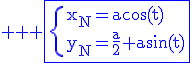 3$ \rm \blue \fbox{\{x_N=a\cos(t)\\y_N=\frac{a}{2}+a\sin(t)}