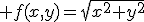 3$ f(x,y)=\sqrt{x^2+y^2}