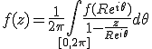 3$ f(z) = \frac{1}{2\pi}\Bigint_{1$ [0,2\pi]}\frac{f(Re^{i\theta})}{1-\frac{z}{Re^{i\theta}}}d\theta