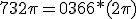 3$732\pi = 0 + 366*(2\pi)