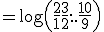 3$=\log\left(\frac{2}{1}\frac{3}{2}...\frac{10}{9}\right)