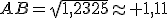 3$AB=\sqr{1,2325}\appro 1,11