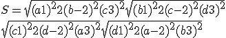 3$S=\sqrt{(a+1)^2+2(b-2)^2+(c+3)^2}+\sqrt{(b+1)^2+2(c-2)^2+(d+3)^2}
 \\ +\sqrt{(c+1)^2+2(d-2)^2+(a+3)^2}+\sqrt{(d+1)^2+2(a-2)^2+(b+3)^2}