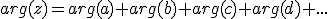 3$arg(z)=arg(a)+arg(b)+arg(c)+arg(d)+...