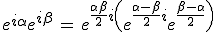3$e^{i\alpha}+e^{i\beta}\, = \, e^{\fr{\alpha+\beta}{2}i}\(e^{\fr{\alpha-\beta}{2}i}+e^{\fr{\beta-\alpha}{2}}\)