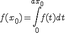 3$f(x_0)=\Bigint_0^{ax_0}f(t)dt