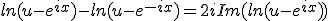 3$ln(u-e^{ix}) - ln(u-e^{-ix}) = 2i Im(ln(u-e^{ix}))
