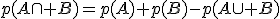 3$p(A\cap B)=p(A)+p(B)-p(A\cup B)