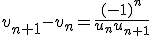 3$v_{n+1}-v_n=\frac{(-1)^n}{u_nu_{n+1}}