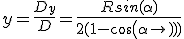 3$y=\frac{D_y}{D}=\frac{Rsin(\alpha)}{2(1-cos(\alpha))}