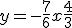 3$y=-\frac{7}{6}x +\frac{4}{3}