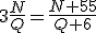 3\frac{N}{Q}=\frac{N+55}{Q+6}