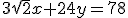 3\sqrt{2}x+24y=78
