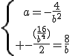 4$\{{a=-\frac{4}{b^2}\atop -\frac{(\frac{16}{b^4})}{2}=\frac{8}{b}