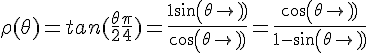 4$\rho (\theta ) = tan(\frac{\theta}{2}+\frac{\pi}{4}) = \frac{1+sin(\theta)}{cos(\theta)}=\frac{cos(\theta)}{1-sin(\theta)}