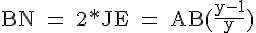 4$\rm BN = 2*JE = AB(\frac{y-1}{y})