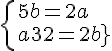 4$ \left{5+b = 2a \\ a+32 = 2b}