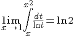4$ \lim_{x\rightarrow 1} \int_x^{x^2} \frac{dt}{\ln t} = \ln 2