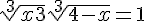 4$ \sqrt[3]{x+3} + \sqrt[3]{4-x} = 1