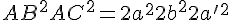 4$ AB^2+AC^2=2a^2+2b^2 + 2a'^2