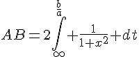 4$AB=2\int_\infty^{\frac{b}{a}} \frac{1}{1+x^2} dt