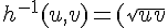 4$h^{-1}(u,v)=(\sqrt{uv};\sqrt{\fr uv})
