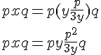 4$px+q = p(y+\frac{p}{3y}) +q \\ \\ px+q = py+\frac{p^2}{3y} +q