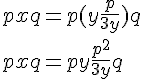 4$px+q = p(y+\frac{p}{3y}) +q \\
 \\ px+q = py+\frac{p^2}{3y} +q
