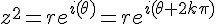 4$z^2=re^{i(\theta)}=re^{i(\theta+2k\pi)}