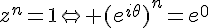 4$z^n=1\Leftrightarrow (e^{i\theta})^n=e^0