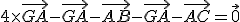 4\times\vec{GA} - \vec{GA} - \vec{AB} - \vec{GA}  - \vec{AC} = \vec{0}