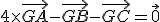 4\times\vec{GA} - \vec{GB} - \vec{GC} = \vec{0}