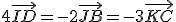 4\vec{ID}=-2\vec{JB}=-3\vec{KC}