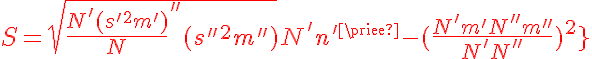 5$ \red S = \sqrt{\frac{N'(s'^2+m')}+N''(s''^2+m'')}{N'+n''}-(\frac{N'm'+N''m''}{N'+N''})^2}