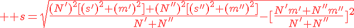 5$ \red s=\sqrt{\frac{(N')^2[(s')^2+(m')^2]+(N'')^2[(s'')^2+(m'')^2]}{N'+N''}-[\frac{N'm'+N''m''}{N'+N''}]^2}