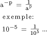 5$ \rm a^{-p} = \frac{1}{a^p}
 \\ 
 \\ exemple:
 \\ 
 \\ 10^{-5} = \frac{1}{10^5} ...