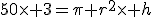 50\times 3=\pi r^2\times h