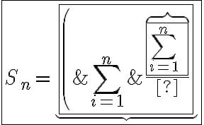 6$\fbox{S_n=\underb{\fbox{\left(\;\Bigsum_{i=1}^{n}\;\frac{1}{i}\;\right).\int_{0}^{1}\;\frac{(-x)^n}{1+x}dx}}_{R_n}\;-\;\int_{0}^{1}\;\frac{\overb{\fbox{\Bigsum_{i=1}^{n}\;\frac{(-1)^{i-1}x^{i-1}}{i}}}^{b_n(x)}}{1+x}dx}